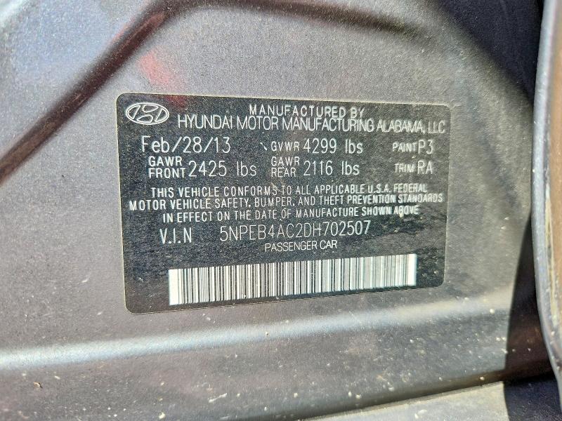 Aukcja sprzedaży 2013 Hyundai Sonata, vin: 5NPEB4AC2DH702507, numer aukcji: 65911096
