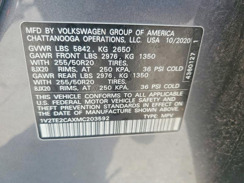 Aukcja sprzedaży 2021 Volkswagen Atlas Cross Sport, vin: 1V2TE2CAXMC203592, numer aukcji: 63546896