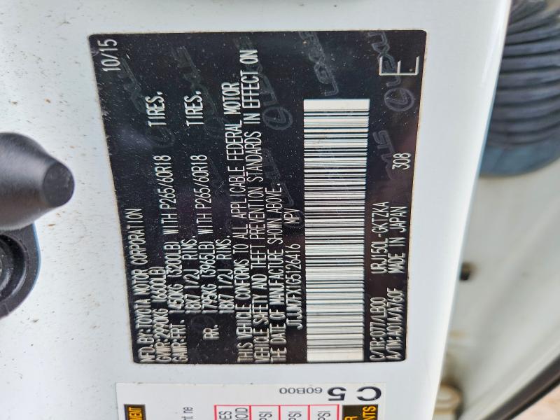 Aukcja sprzedaży 2016 Lexus Gx, vin: JTJJM7FX1G5126416, numer aukcji: 64464946