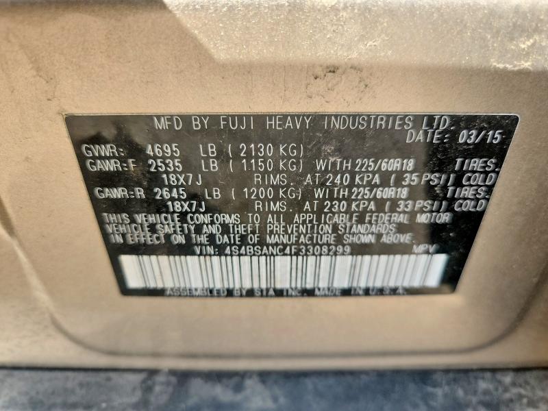 Продажа на аукционе авто 2015 Subaru Outback, vin: 4S4BSANC4F3308299, номер лота: 66501826