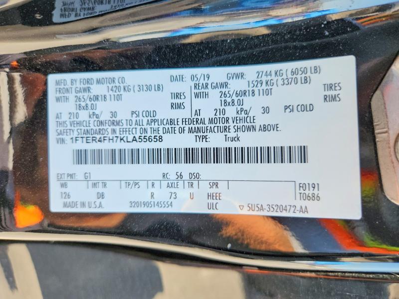 Продажа на аукционе авто 2019 Ford Ranger, vin: 1FTER4FH7KLA55658, номер лота: 66144856