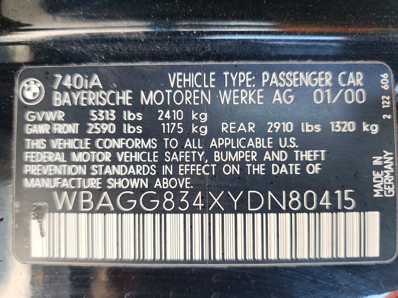 Продажа на аукционе авто 2000 Bmw 740, vin: WBAGG834XYDN80415, номер лота: 64083636
