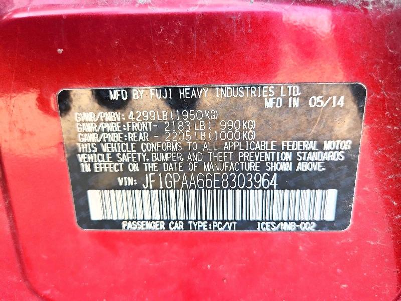 65082476 :رقم المزاد ، JF1GPAA66E8303964 vin ، 2014 Subaru Impreza مزاد بيع