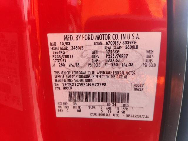 Продаж на аукціоні авто 2004 Ford F150, vin: 1FTRX12W74NA72798, номер лоту: 64681566