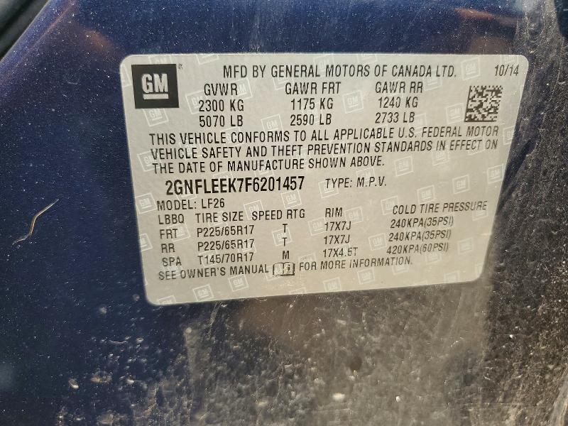 Auction sale of the 2015 Chevrolet Equinox, vin: 2GNFLEEK7F6201457, lot number: 64671576