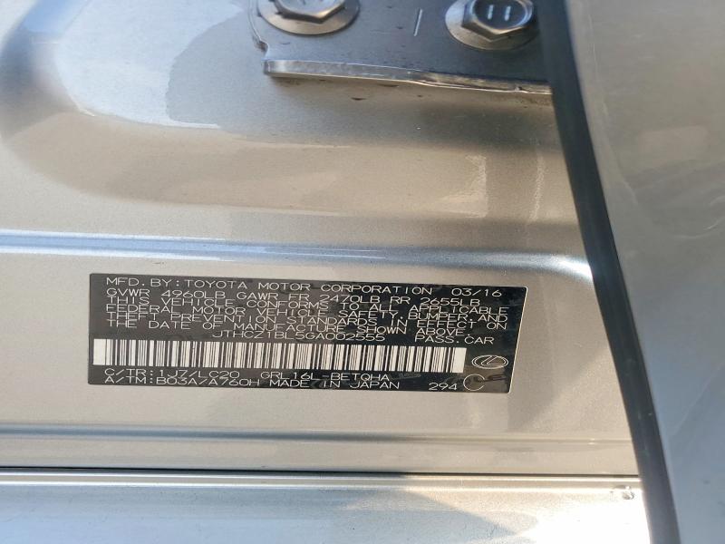Aukcja sprzedaży 2016 Lexus Gs, vin: JTHCZ1BL5GA002555, numer aukcji: 64601276