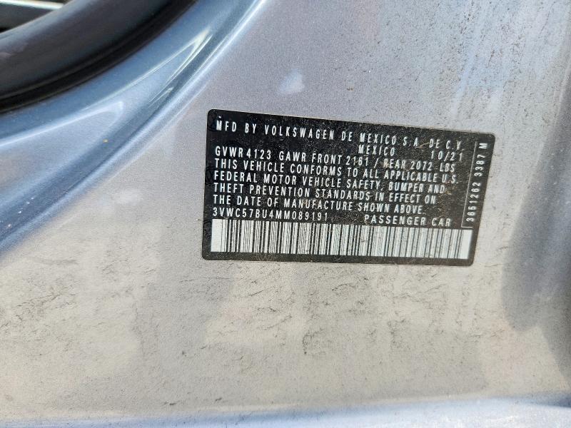 2021 Volkswagen Jetta მანქანა იყიდება აუქციონზე, vin: 3VWC57BU4MM089191, აუქციონის ნომერი: 66265586