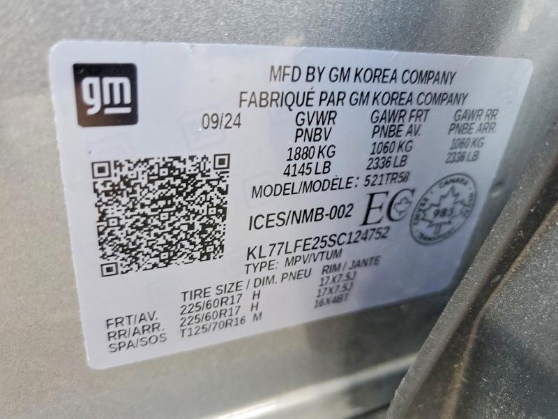 Aukcja sprzedaży 2025 Chevrolet Trax, vin: KL77LFE25SC124752, numer aukcji: 65714536