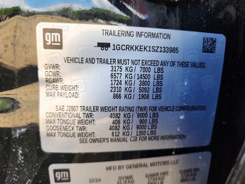 2025 Chevrolet Silverado მანქანა იყიდება აუქციონზე, vin: 1GCRKKEK1SZ133985, აუქციონის ნომერი: 65475476