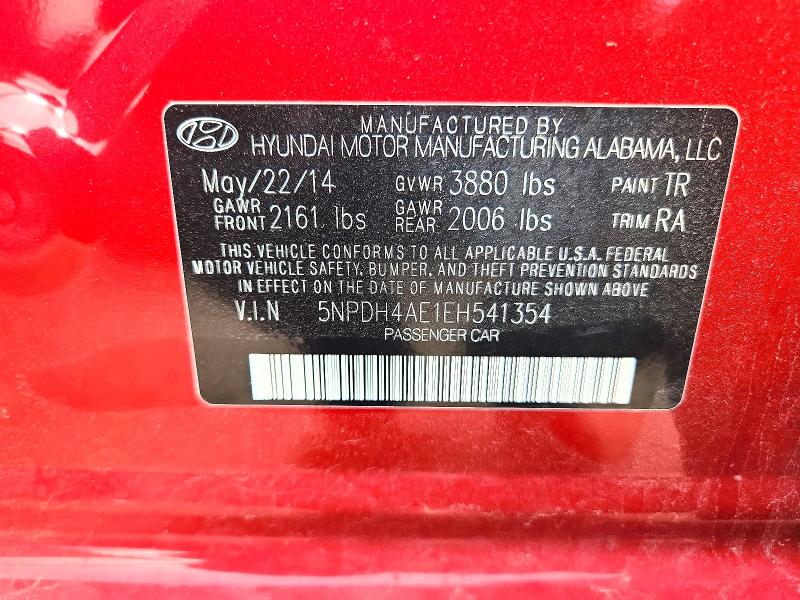 Aukcja sprzedaży 2014 Hyundai Elantra, vin: 5NPDH4AE1EH541354, numer aukcji: 63600896