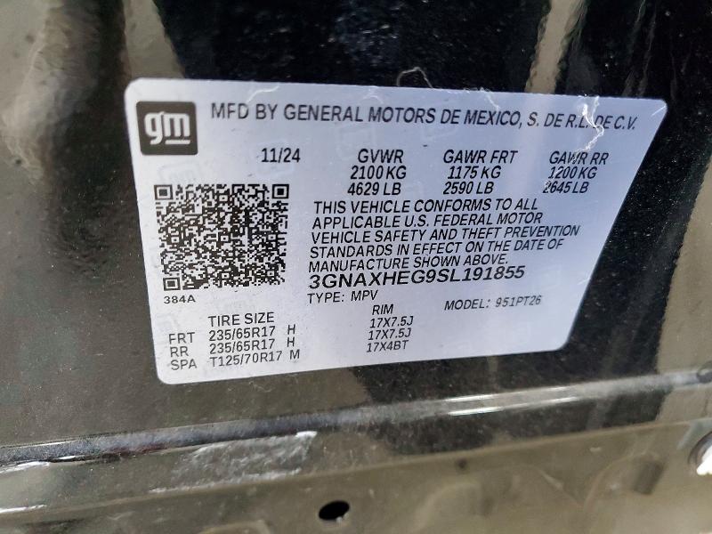 Auction sale of the 2025 Chevrolet Equinox, vin: 3GNAXHEG9SL191855, lot number: 65051146