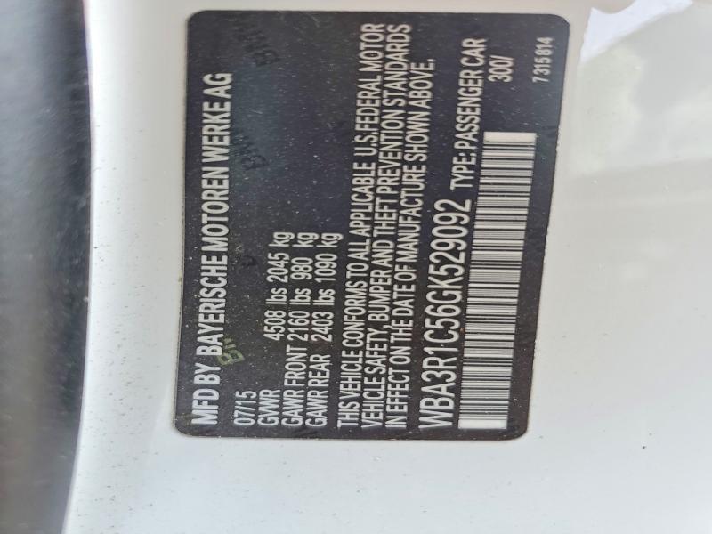 64202976 :رقم المزاد ، WBA3R1C56GK529092 vin ، 2016 Bmw 435 مزاد بيع