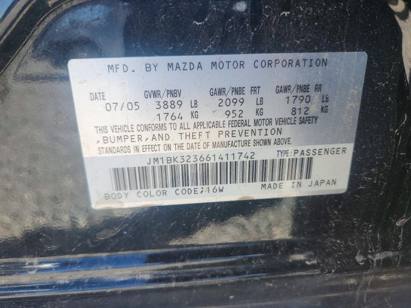 Aukcja sprzedaży 2006 Mazda 3, vin: JM1BK323661411742, numer aukcji: 65640736