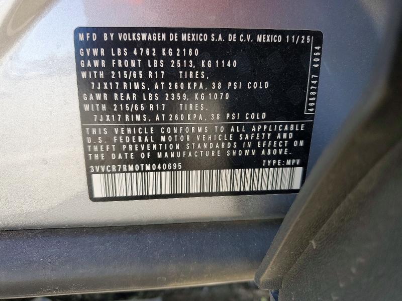 2026 Volkswagen Tiguan მანქანა იყიდება აუქციონზე, vin: 3VVCR7RM0TM040695, აუქციონის ნომერი: 67207136