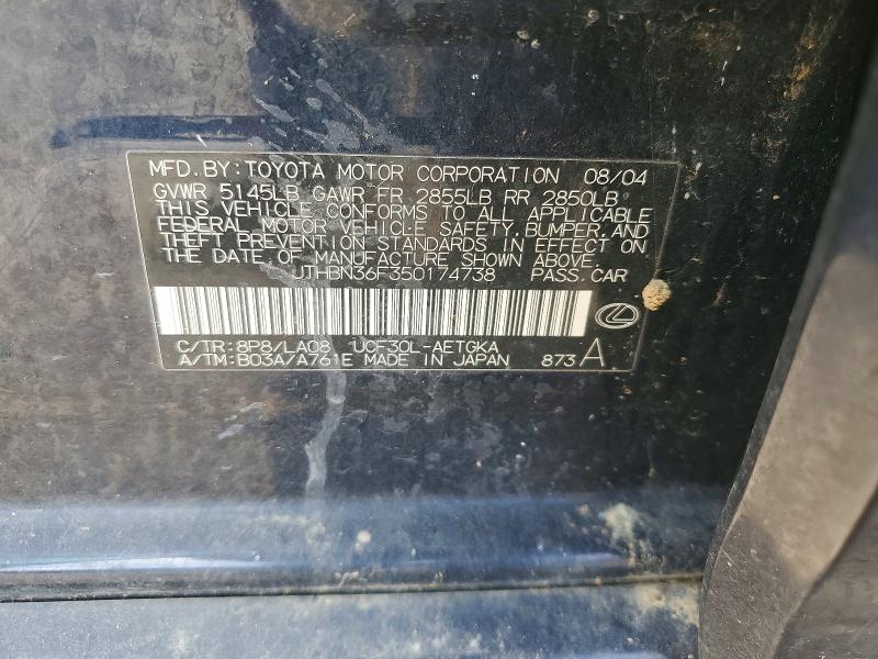 65316866 :رقم المزاد ، JTHBN36F350174738 vin ، 2005 Lexus Ls مزاد بيع