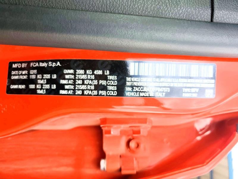 64479686 :رقم المزاد ، ZACCJBATXFPB47573 vin ، 2015 Jeep Renegade مزاد بيع