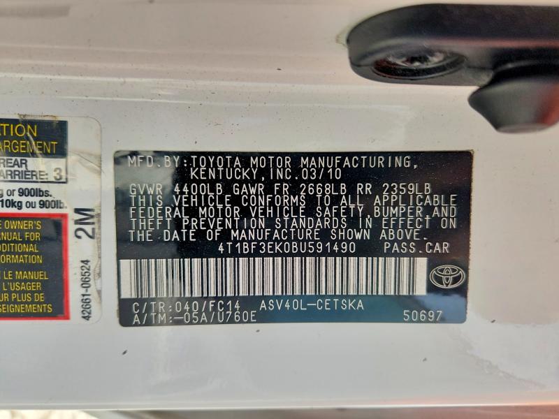 Продажа на аукционе авто 2011 Toyota Camry, vin: 4T1BF3EK0BU591490, номер лота: 66770466