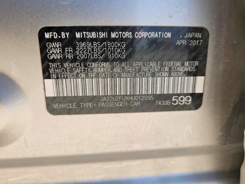 Aukcja sprzedaży 2017 Mitsubishi Lancer, vin: JA32U2FUXHU012095, numer aukcji: 65853506