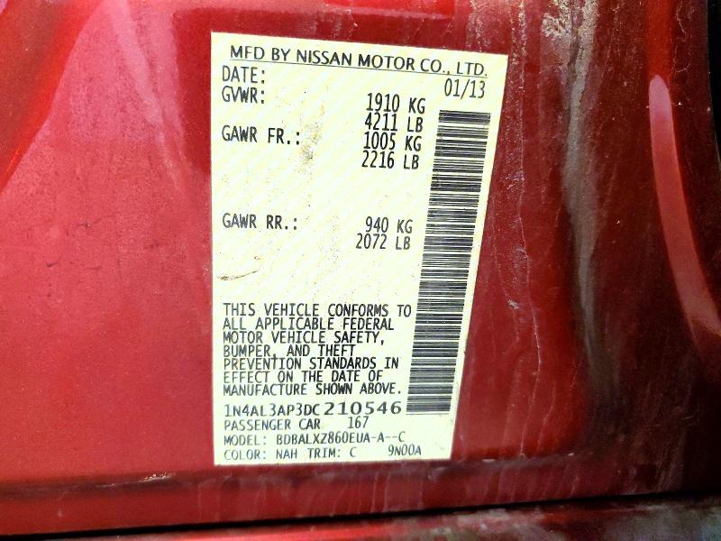 Продаж на аукціоні авто 2013 Nissan Altima, vin: 1N4AL3AP3DC210546, номер лоту: 63898596