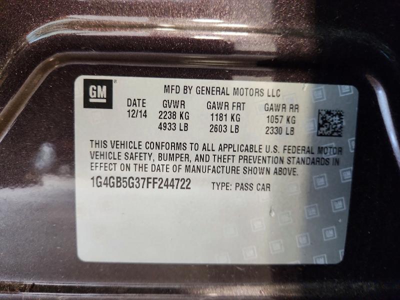 Aukcja sprzedaży 2015 Buick Lacrosse, vin: 1G4GB5G37FF244722, numer aukcji: 63478176