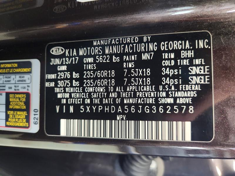 Продаж на аукціоні авто 2018 Kia Sorento, vin: 5XYPHDA56JG362578, номер лоту: 64744936