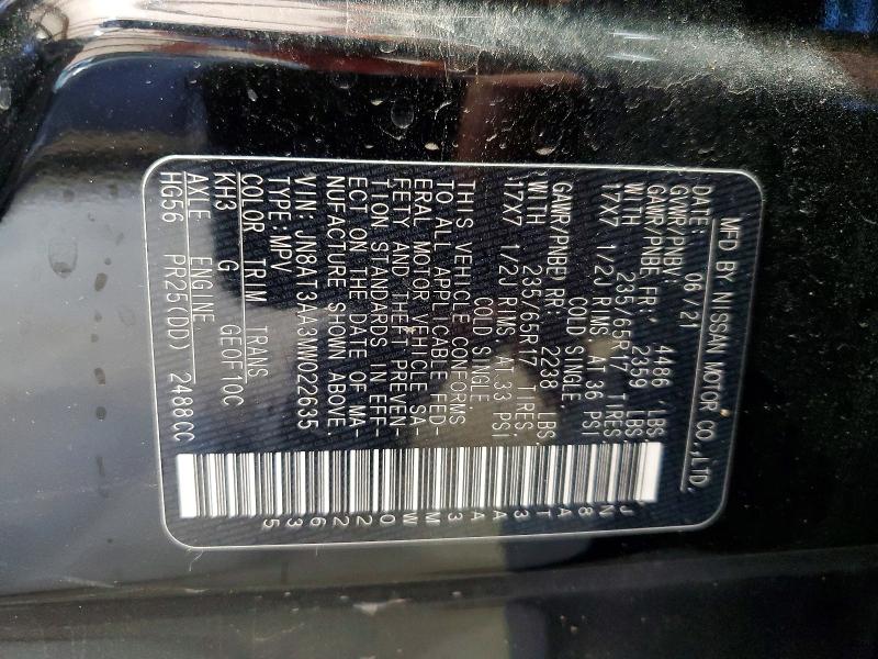 Aukcja sprzedaży 2021 Nissan Rogue, vin: JN8AT3AA3MW022635, numer aukcji: 64272476