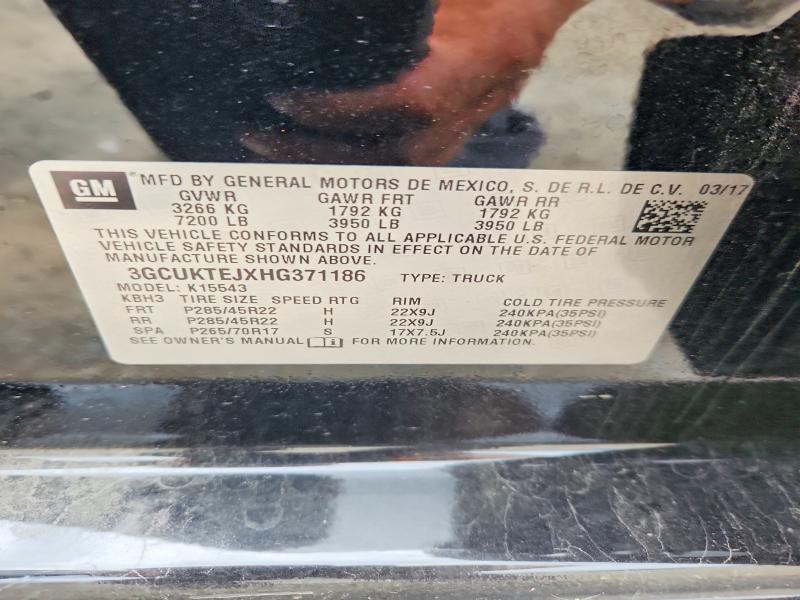 Aukcja sprzedaży 2017 Chevrolet Silverado, vin: 3GCUKTEJXHG371186, numer aukcji: 63727836