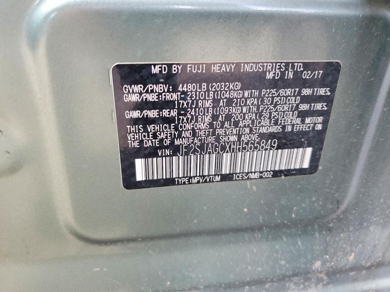 Aukcja sprzedaży 2017 Subaru Forester, vin: JF2SJAGCXHH565849, numer aukcji: 67156736