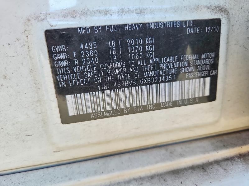 64907766 :رقم المزاد ، 4S3BMBL6XB3234351 vin ، 2011 Subaru Legacy مزاد بيع