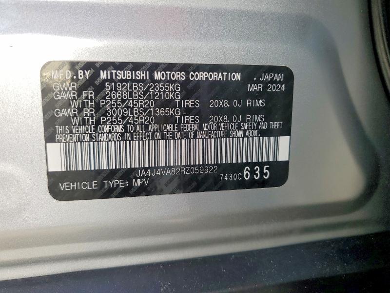 Продаж на аукціоні авто 2024 Mitsubishi Outlander, vin: JA4J4VA82RZ059922, номер лоту: 65706986