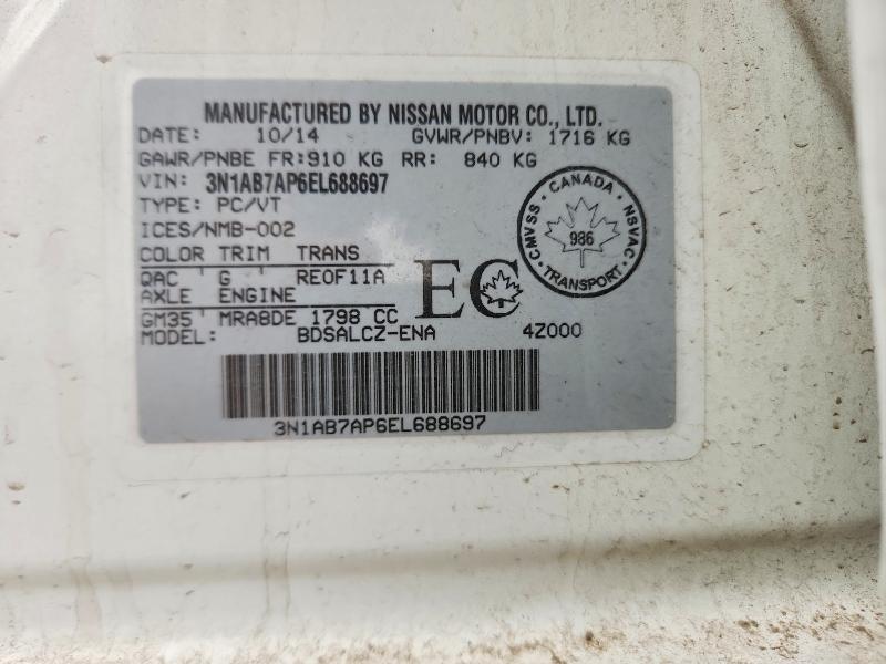Продаж на аукціоні авто 2014 Nissan Sentra, vin: 3N1AB7AP6EL688697, номер лоту: 63260806