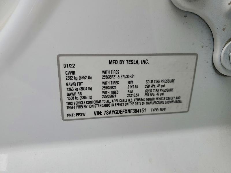 Aukcja sprzedaży 2022 Tesla Model Y, vin: 7SAYGDEFXNF364151, numer aukcji: 66318316