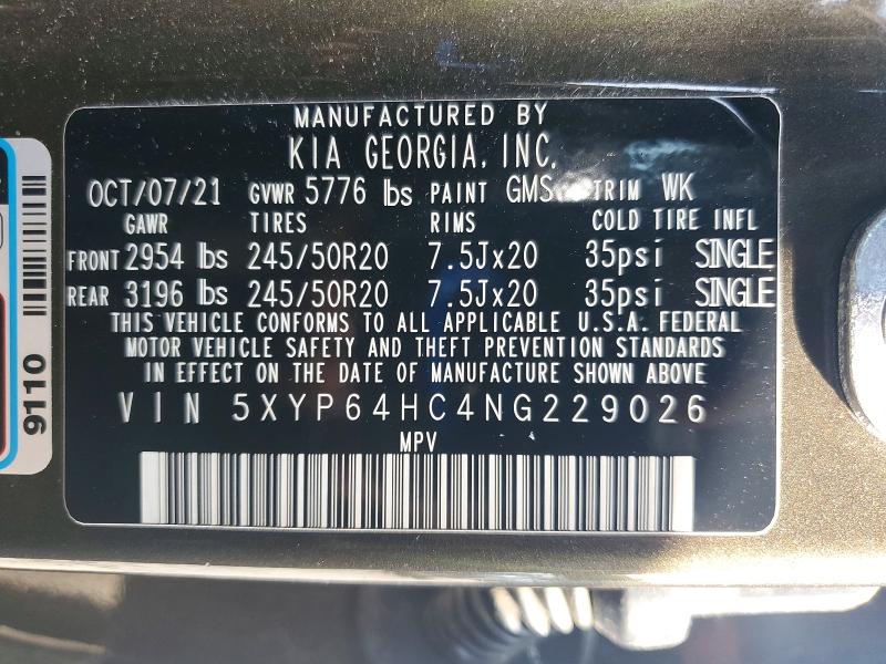 Aukcja sprzedaży 2022 Kia Telluride, vin: 5XYP64HC4NG229026, numer aukcji: 64791686