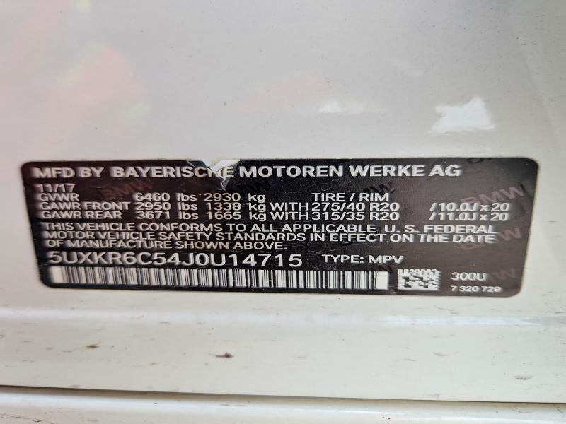 Aukcja sprzedaży 2018 Bmw X5, vin: 5UXKR6C54J0U14715, numer aukcji: 66274656