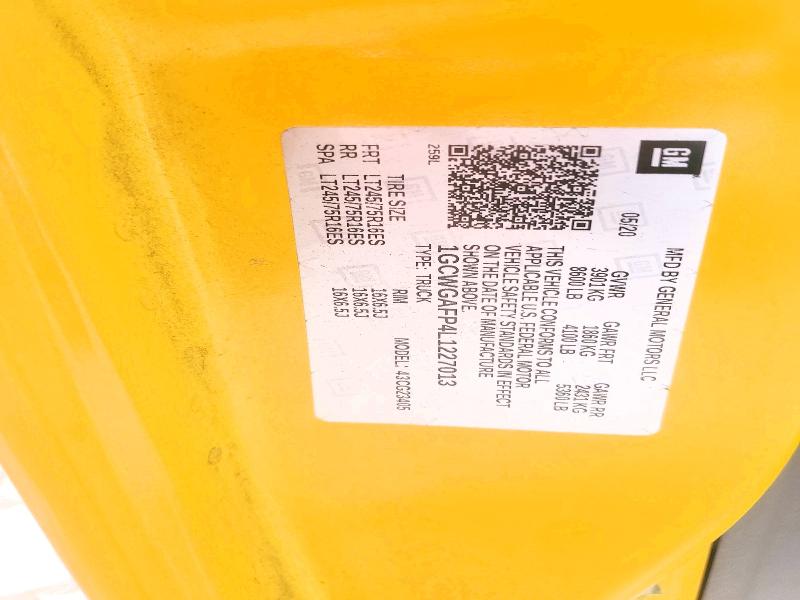 Продажа на аукционе авто 2020 Chevrolet Express G2500, vin: 1GCWGAFP4L1227013, номер лота: 66097446