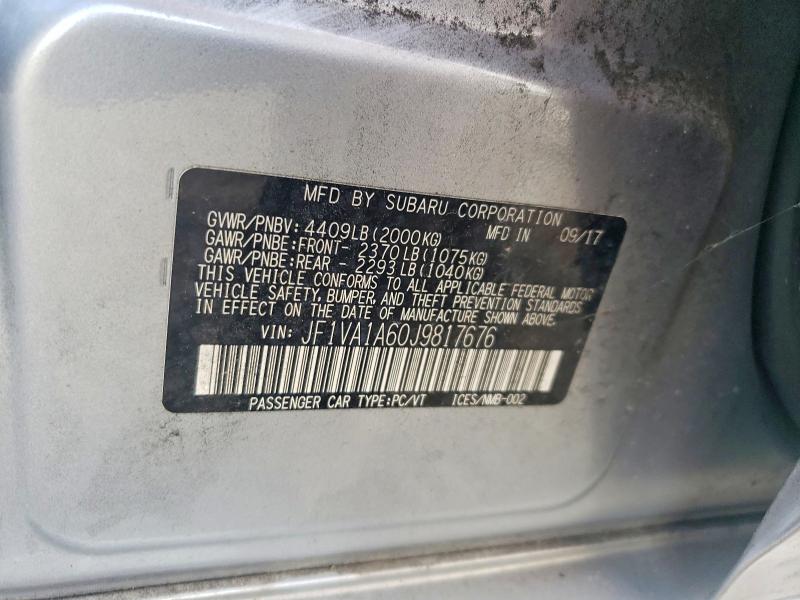 Продажа на аукционе авто 2018 Subaru Wrx, vin: JF1VA1A60J9817676, номер лота: 63986436
