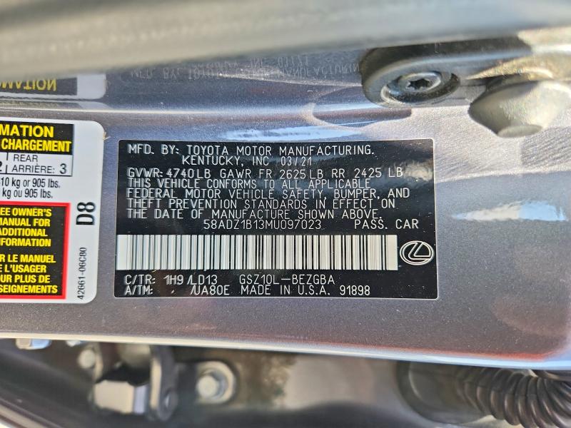 Aukcja sprzedaży 2021 Lexus Es, vin: 58ADZ1B13MU097023, numer aukcji: 64119466