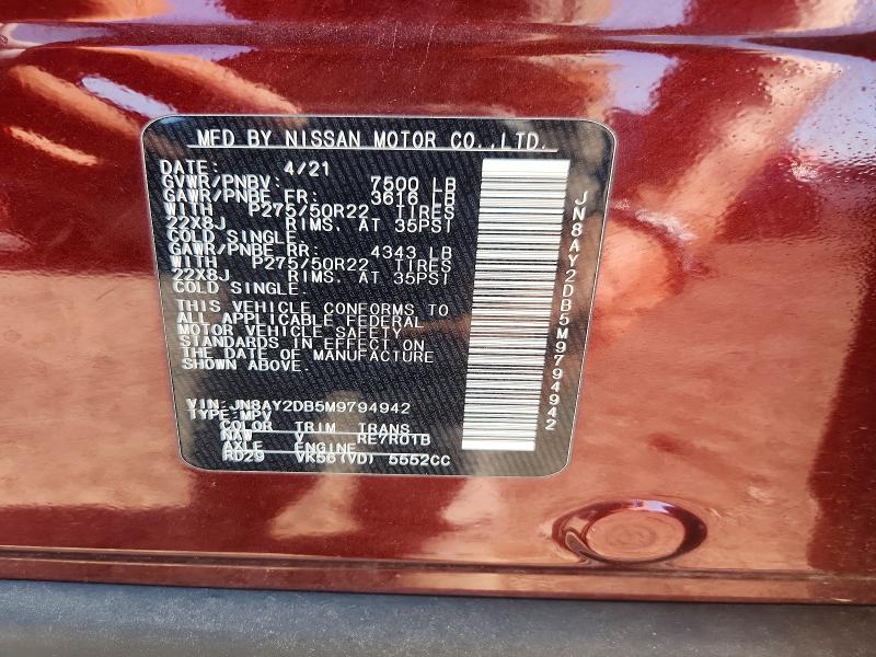 Продаж на аукціоні авто 2021 Nissan Armada, vin: JN8AY2DB5M9794942, номер лоту: 66098826