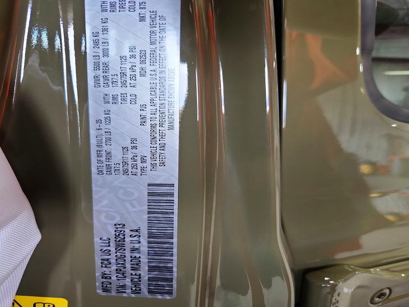 2025 Jeep Wrangler მანქანა იყიდება აუქციონზე, vin: 1C4PJXDG7SW625913, აუქციონის ნომერი: 66472366