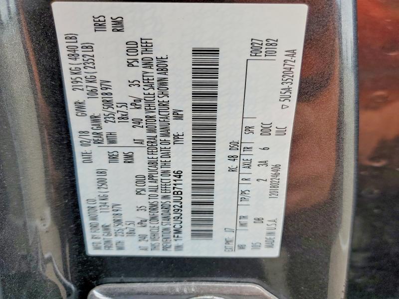 Продаж на аукціоні авто 2018 Ford Escape, vin: 1FMCU9J92JUB71146, номер лоту: 65089616