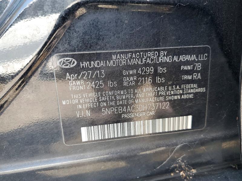Aukcja sprzedaży 2013 Hyundai Sonata, vin: 5NPEB4AC3DH737122, numer aukcji: 64648796