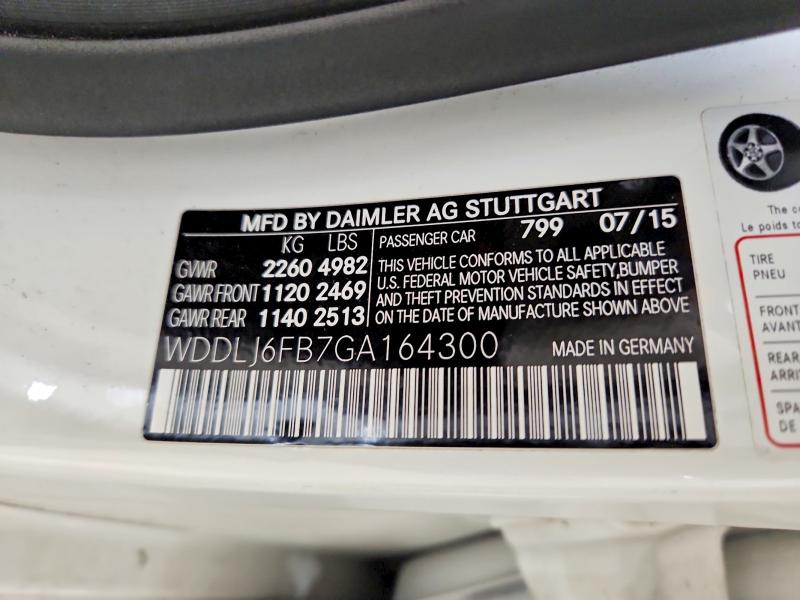66362086 :رقم المزاد ، WDDLJ6FB7GA164300 vin ، 2016 Mercedes-benz Cls مزاد بيع