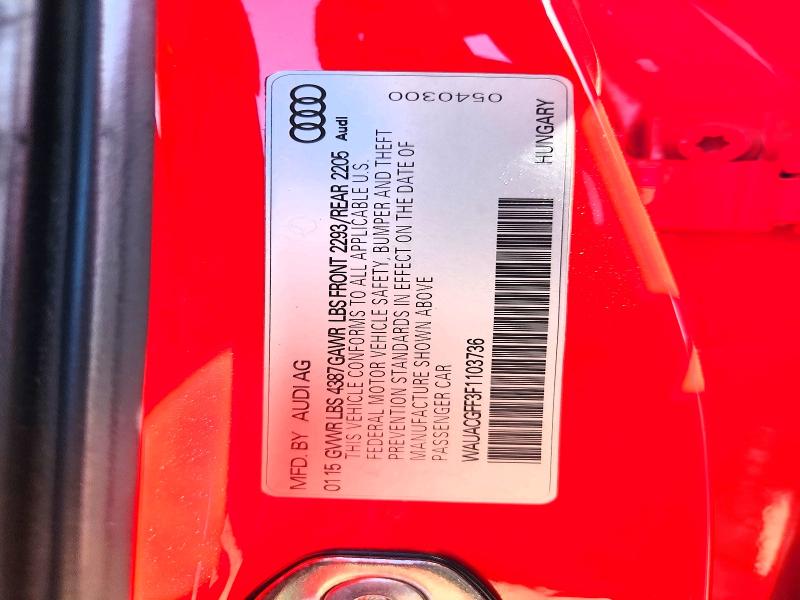 Продажа на аукционе авто 2015 Audi A3, vin: WAUACGFF3F1103736, номер лота: 64997746