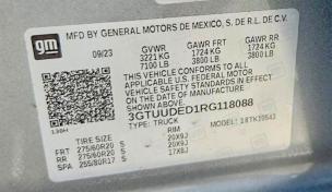 Aukcja sprzedaży 2024 Gmc Sierra, vin: 3GTUUDED1RG118088, numer aukcji: 63732656
