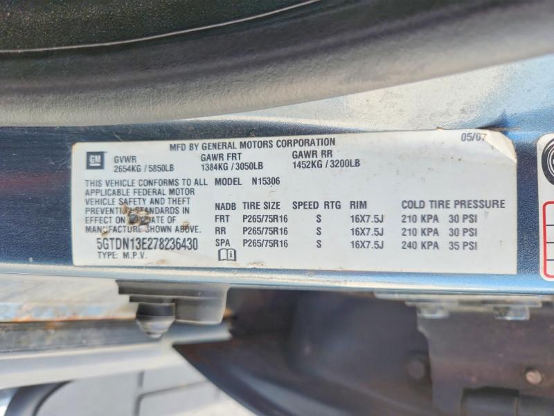 67205866 :رقم المزاد ، 5GTDN13E278236430 vin ، 2007 Hummer H3 مزاد بيع