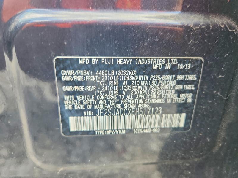 Aukcja sprzedaży 2014 Subaru Forester, vin: JF2SJADCXEH517123, numer aukcji: 66424636