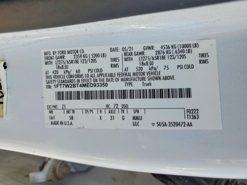 Продаж на аукціоні авто 2021 Ford F250, vin: 1FT7W2BT4MED93350, номер лоту: 66834406