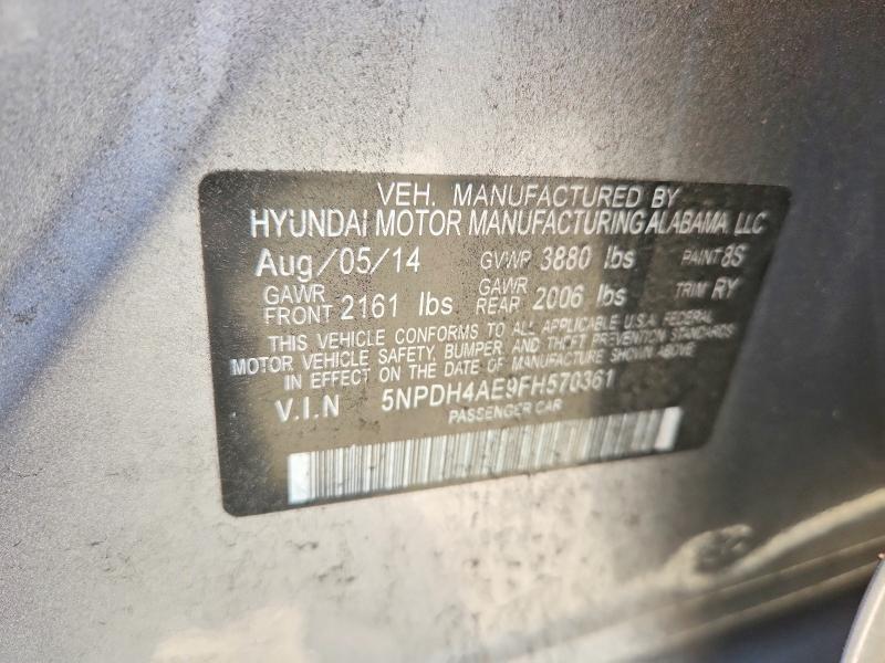 2015 Hyundai Elantra მანქანა იყიდება აუქციონზე, vin: 5NPDH4AE9FH570361, აუქციონის ნომერი: 64160186
