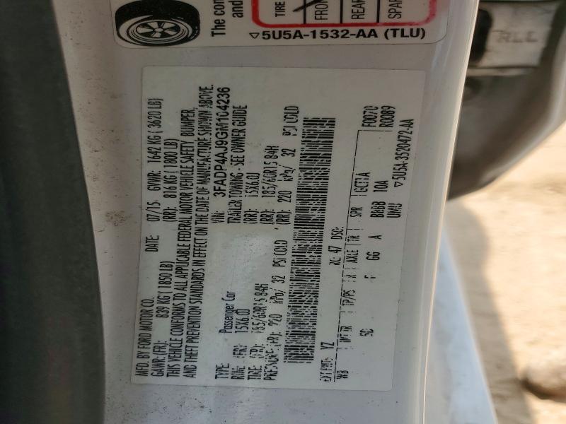 64126206 :رقم المزاد ، 3FADP4AJ9GM104236 vin ، 2016 Ford Fiesta مزاد بيع