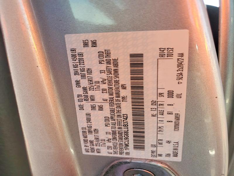 64417716 :رقم المزاد ، 1FMCU9G68LUB37423 vin ، 2020 Ford Escape مزاد بيع
